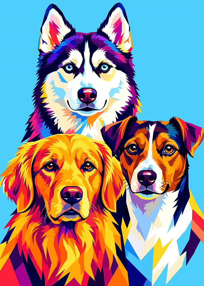 Colorful Pop Art Dog Portraits