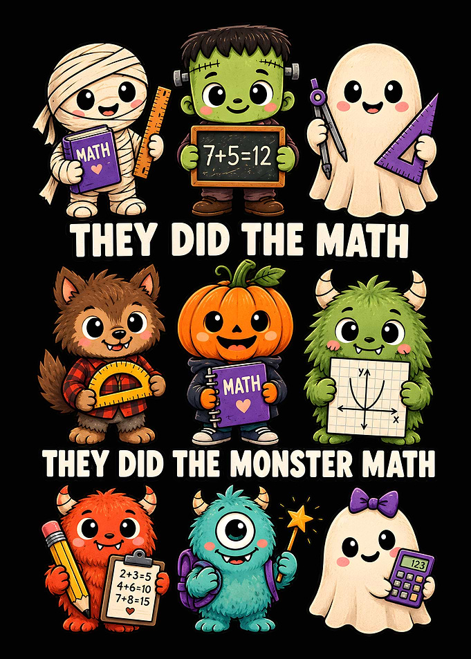 Cute Monster Math Halloween Design