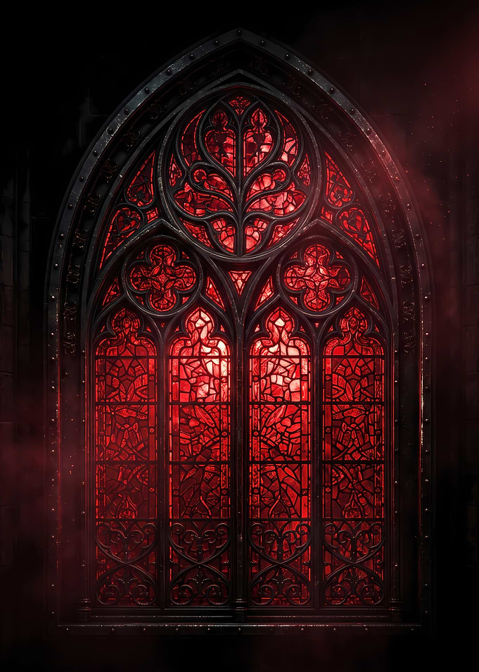 Gothic Red Stained Glass Window