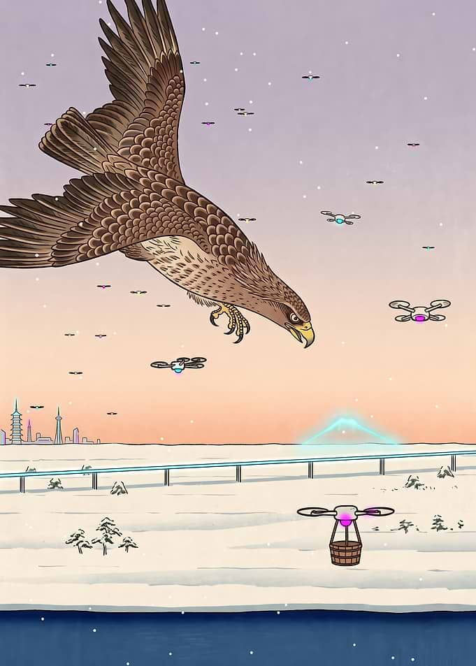 The Last Wild Hunter: Cyberpunk Ukiyo-e Eagle