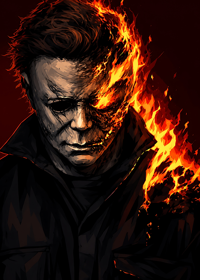 Michael Myers Burning Mask Portrait