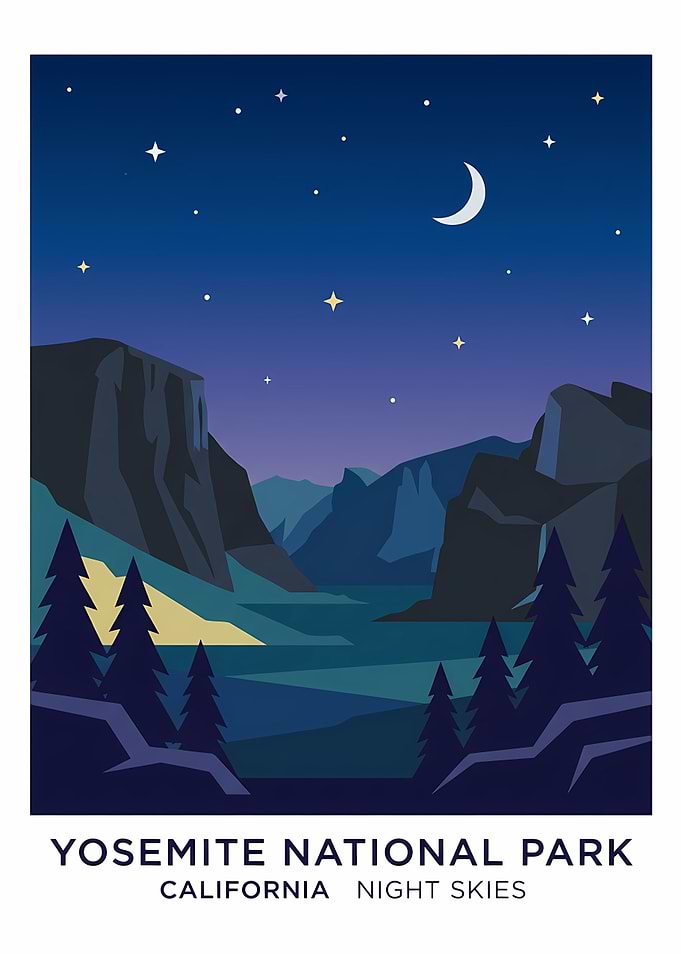 Yosemite National Park Night Skies Poster