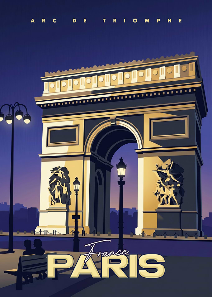 Arc de Triomphe Paris Travel Poster