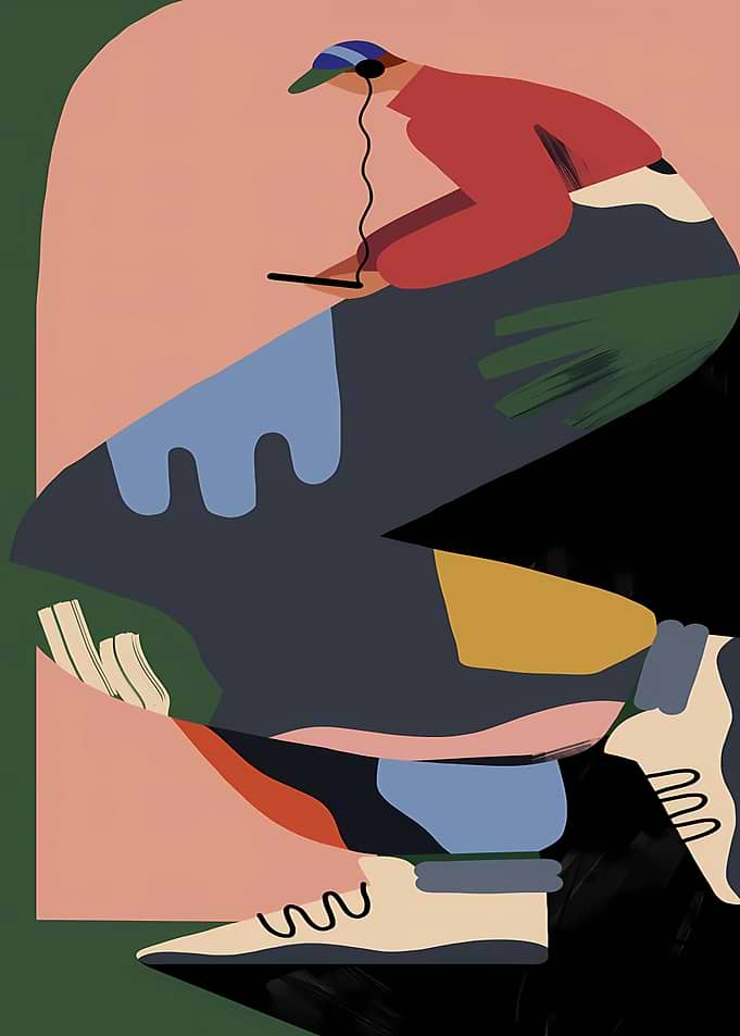 Abstract Illustration of Person Listening Music