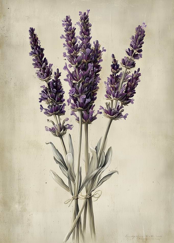 Vintage Botanical Lavender Illustration