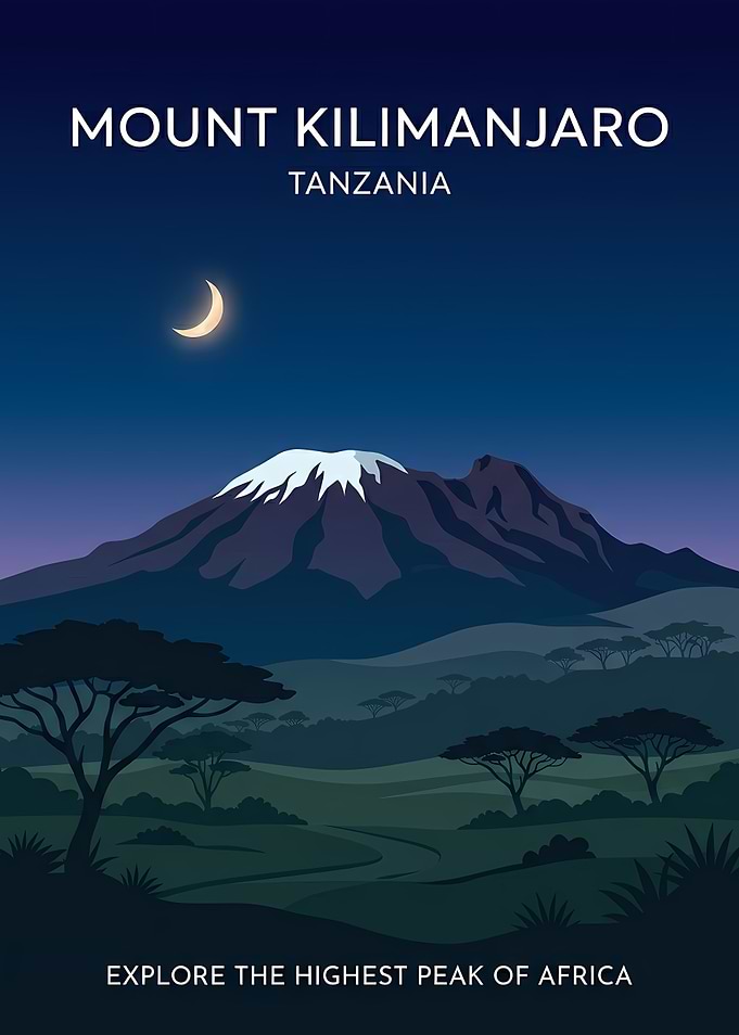 Mount Kilimanjaro Travel Poster