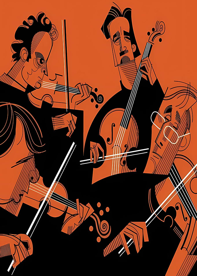 Stylized String Quartet Illustration