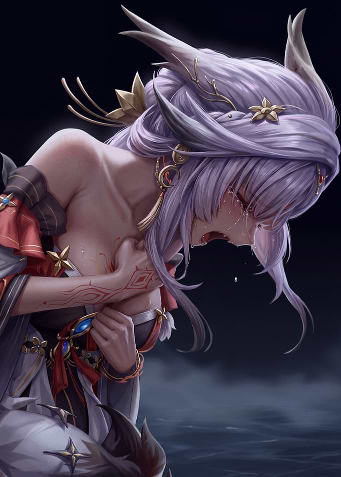 Crying Anime Girl in Fantasy Attire