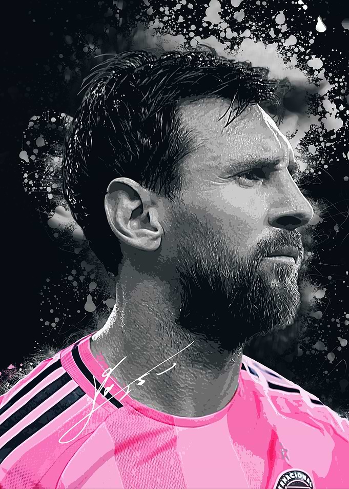 Lionel Messi Portrait Art Poster
