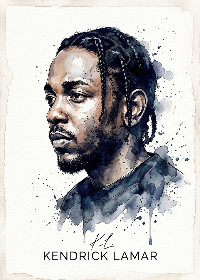 Kendrick Lamar Watercolor Portrait