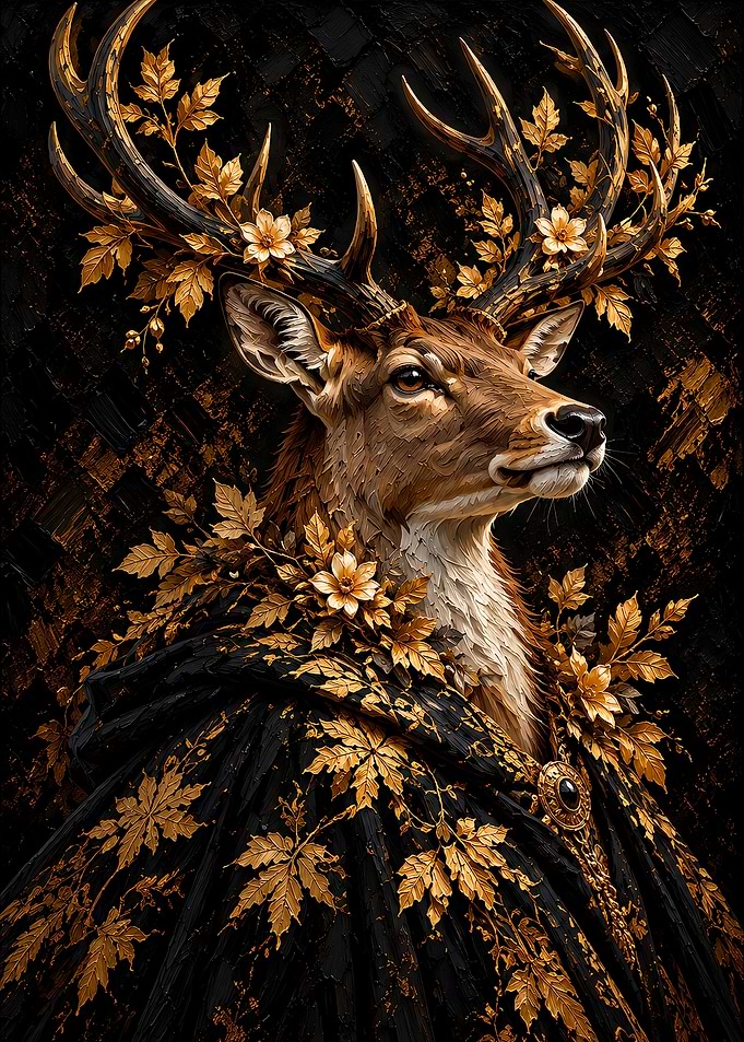 Regal Deer with Golden Foliage
