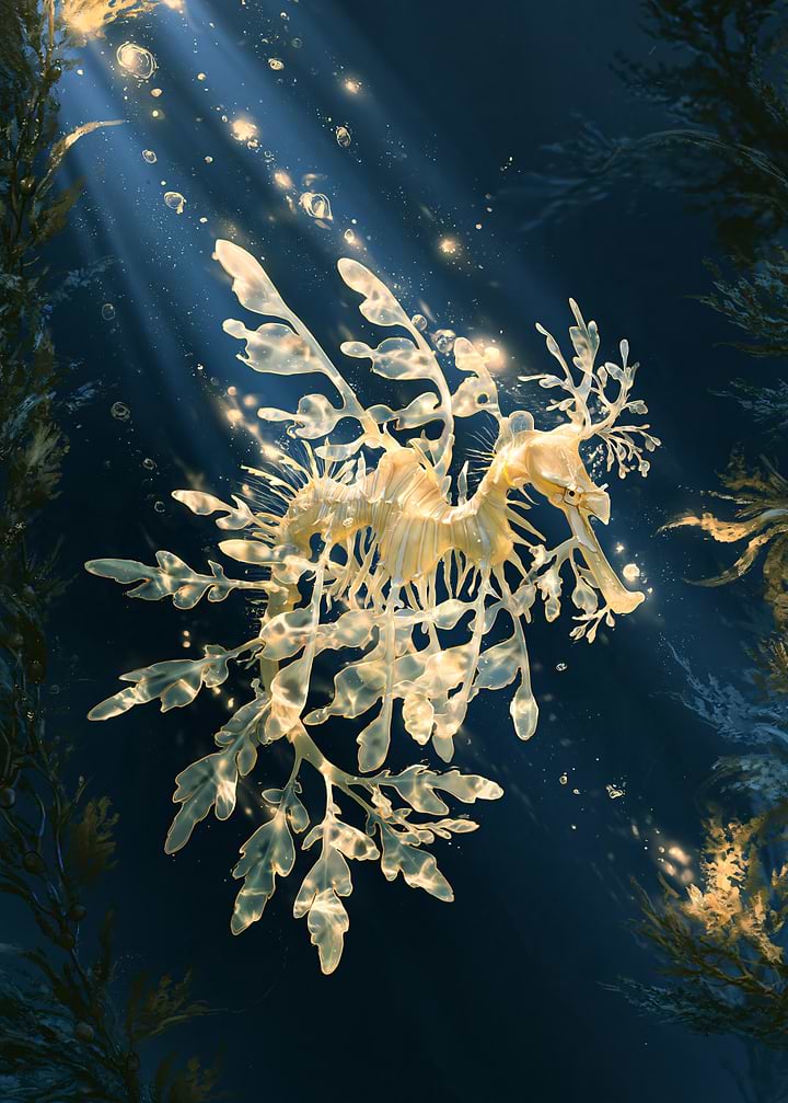 Ethereal Leafy Seadragon Underwater