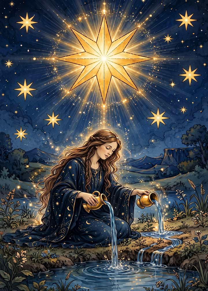 Aquarius Zodiac Maiden Pouring Water
