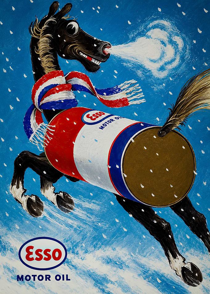 Vintage Esso Motor Oil Horse Poster