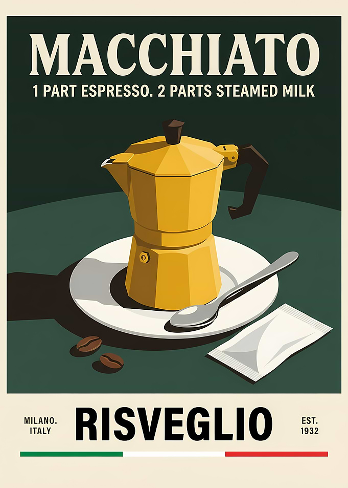 Vintage Style Macchiato Coffee Poster