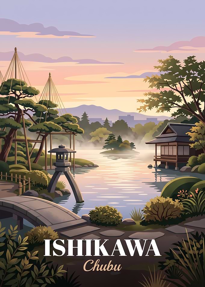 Ishikawa Chubu Japan Travel Poster