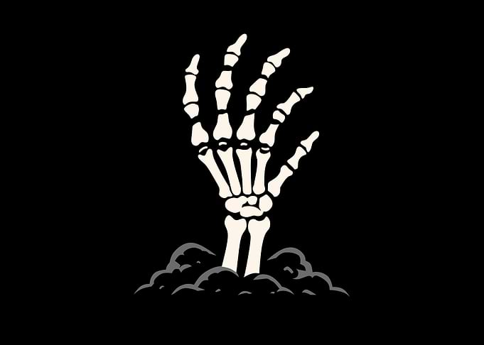 Skeleton Hand Rising from Grave