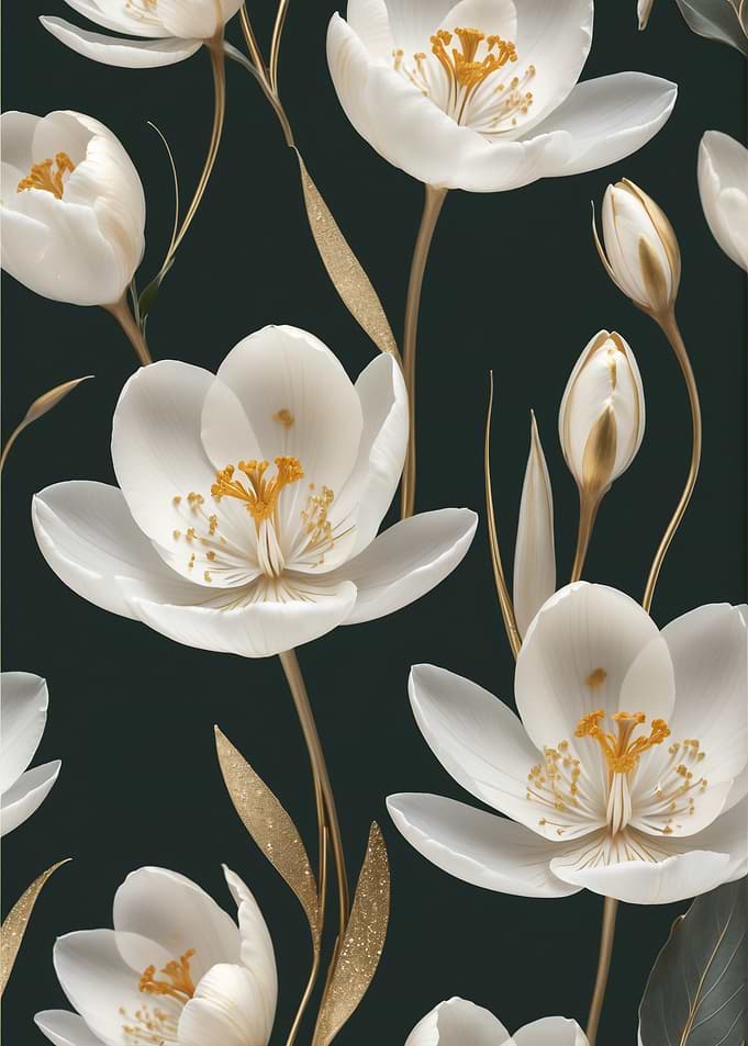 Elegant White and Gold Floral Pattern