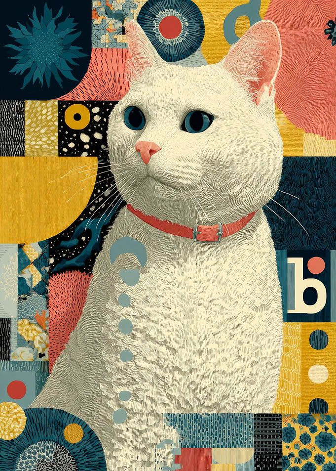 Abstract Portrait of a White Cat