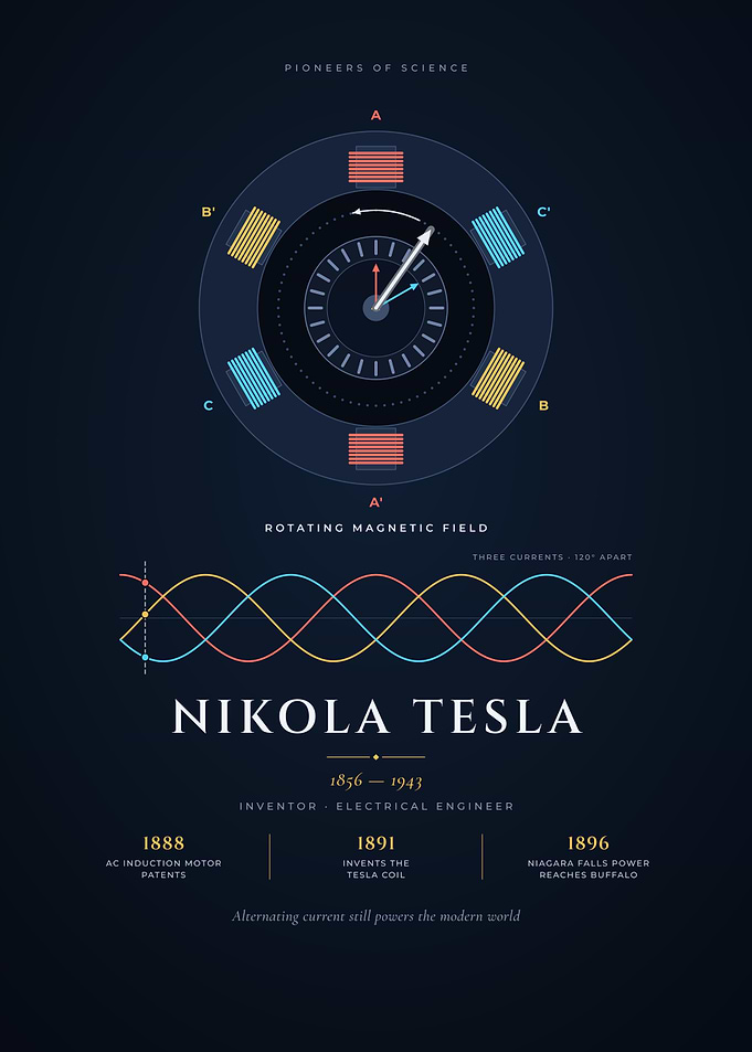 Nikola Tesla Rotating Magnetic Field AC Motor