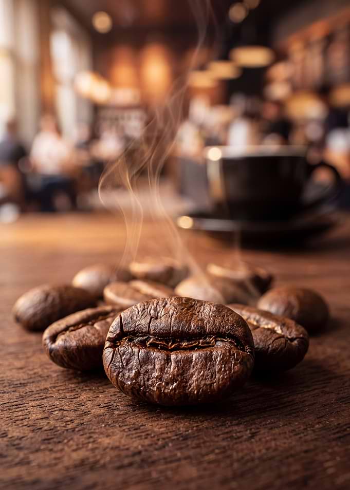 Steaming Roasted Coffee Beans