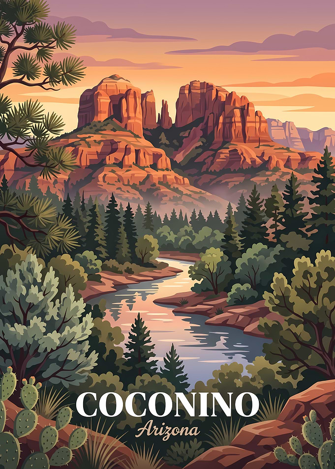 Coconino Arizona Landscape Travel Poster