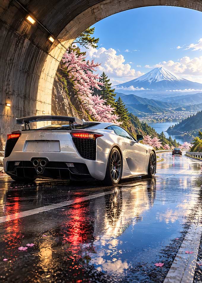 Lexus LFA Driving Near Mount Fuji