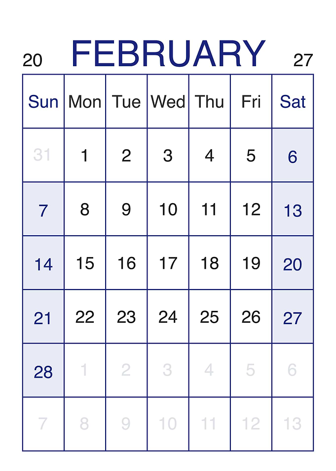 February 2027 Calendar Page