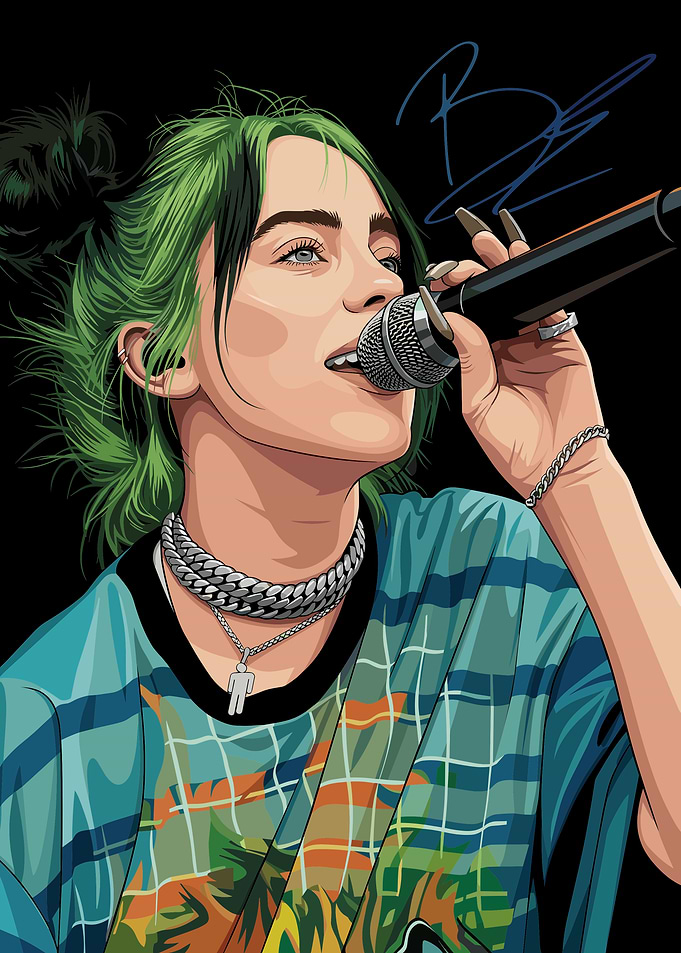 Billie Eilish Digital Portrait Illustration