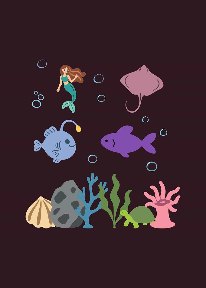 Mermaid Underwater Kids Ray Anglerfish