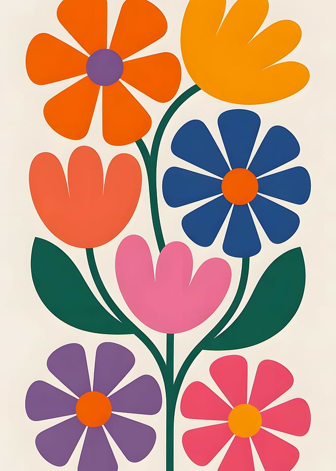 Mid-Century Modern Floral Art Print