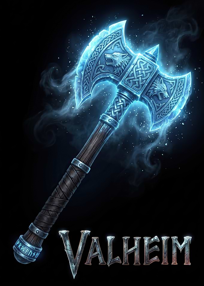 Valheim Glowing Viking Battle Axe