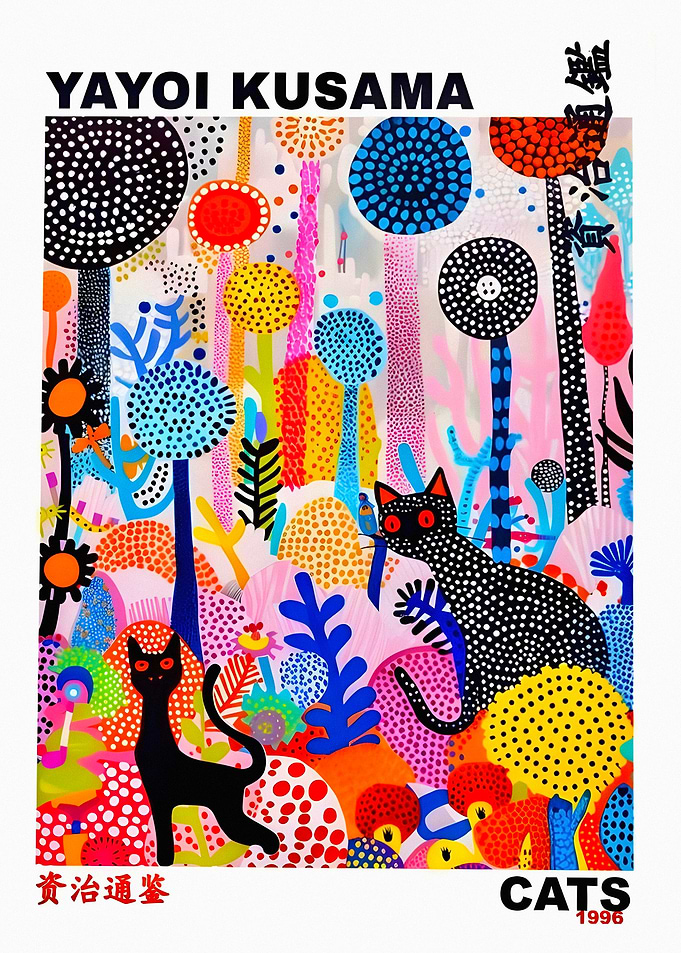 Yayoi Kusama Cats Art Poster