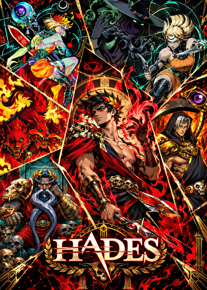 Hades Video Game Character Collage