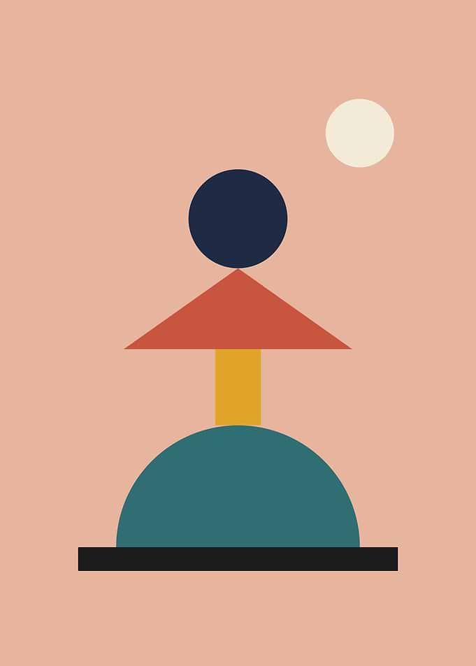 Balancing Shapes Totem Mid Century Print