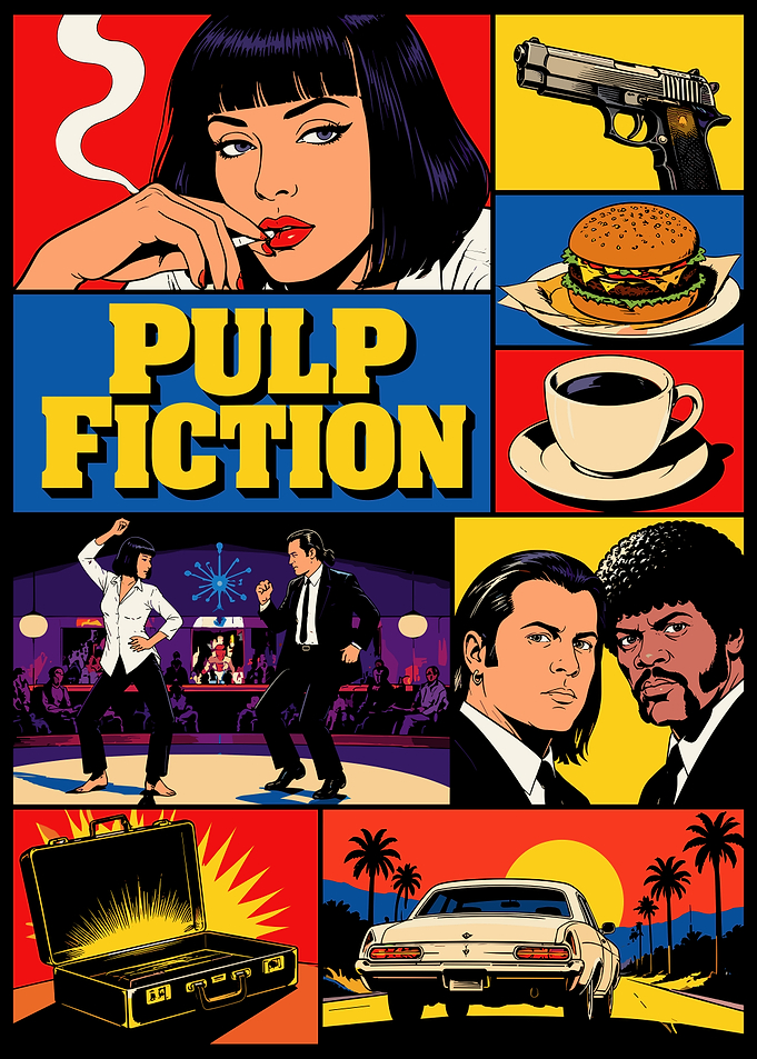 Pulp Fiction Movie Poster Collage
