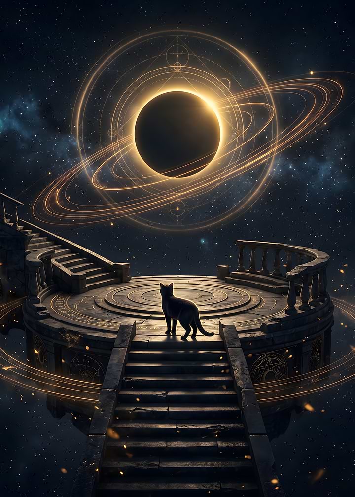 Cat Standing on Celestial Platform
