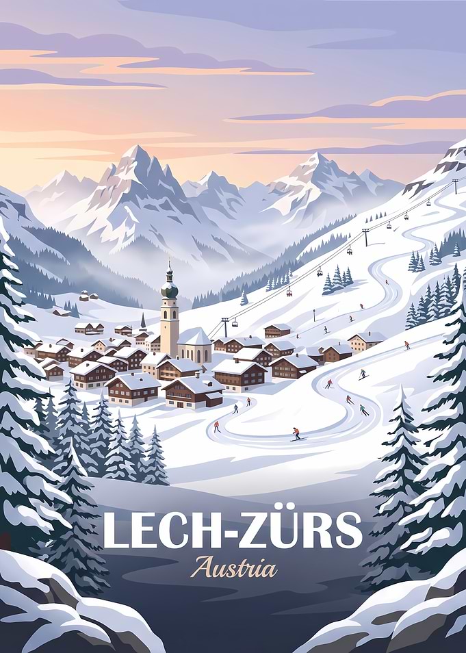 Lech-Zürs Austria Ski Resort Poster