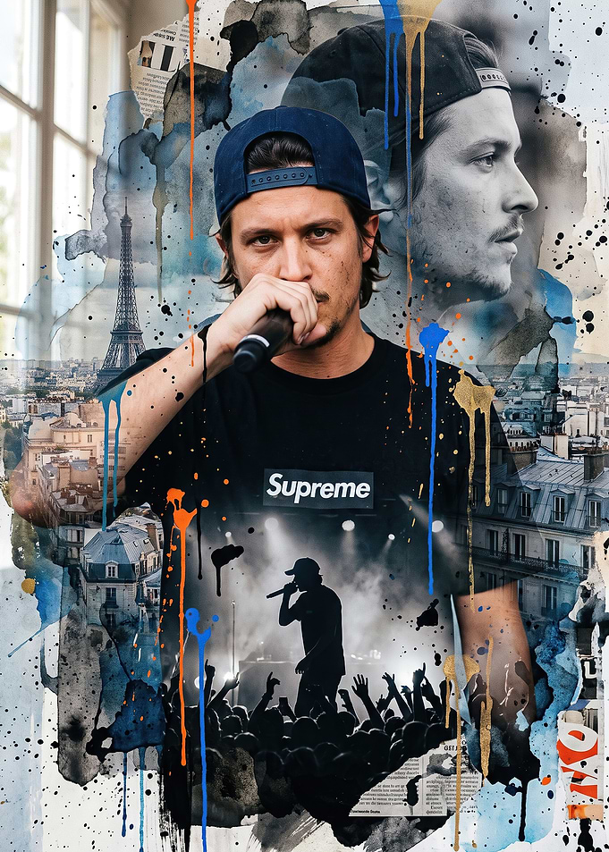 Rapper Portrait with Paris Collage