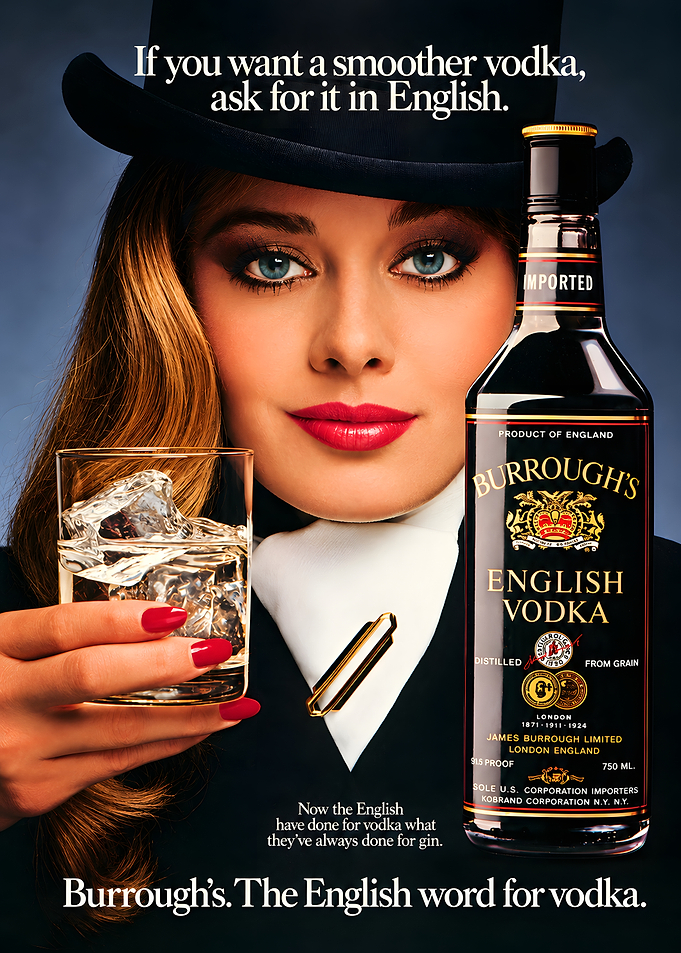 Vintage Burrough's English Vodka Advertisement