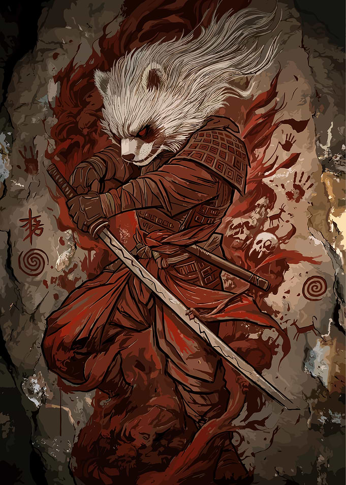 Samurai Raccoon Warrior with Katana