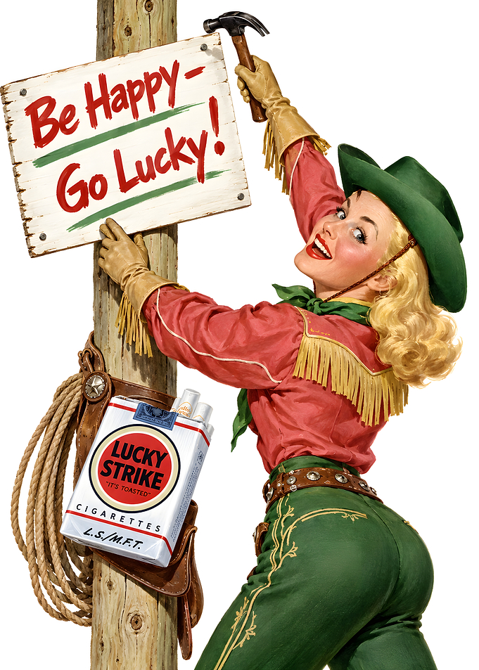 Vintage Lucky Strike Cowgirl Poster