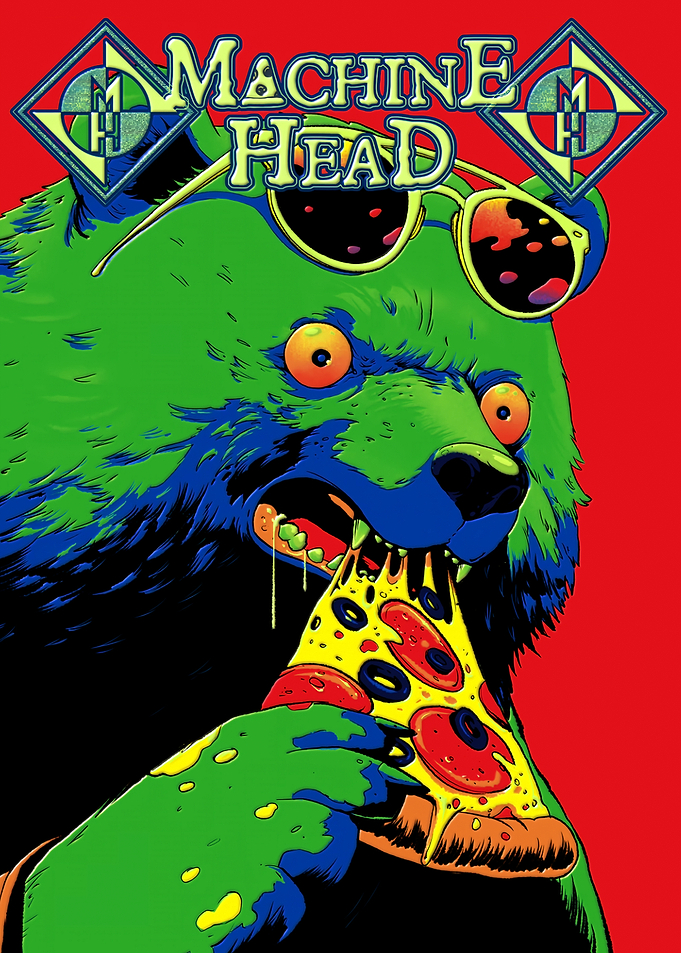 Machine Head Bear Eating Pizza Poster