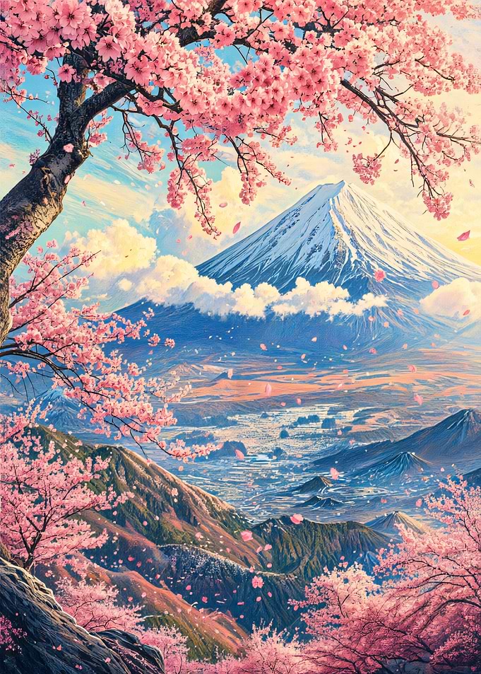 Mount Fuji with Cherry Blossoms