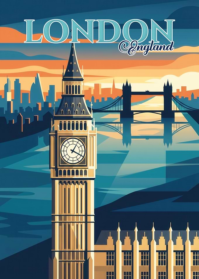 London England Travel Poster Art