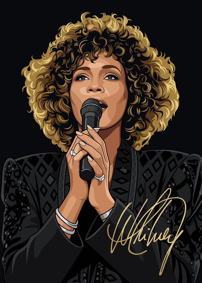 Whitney Houston Digital Portrait Illustration