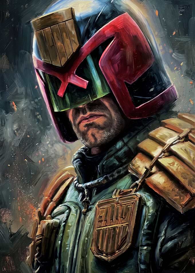 Judge Dredd Portrait Oil Painting