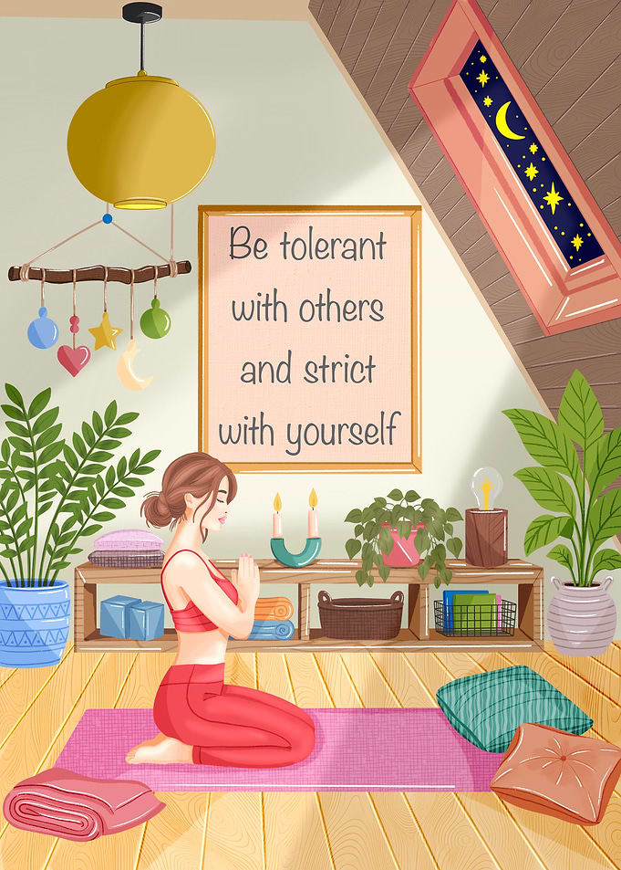 Woman Meditating with Inspirational Quote