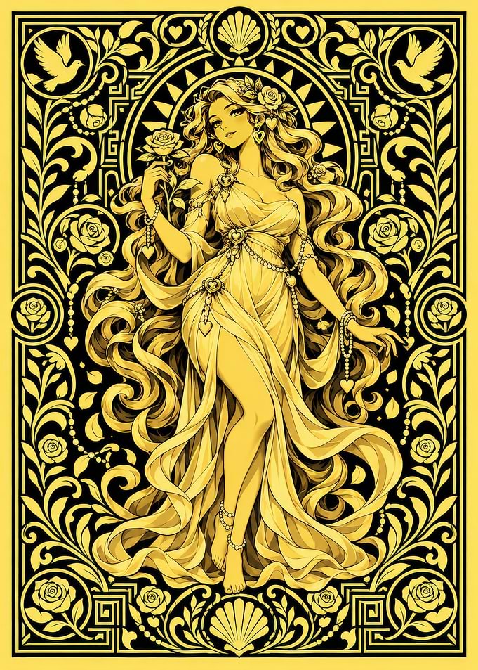 Golden Goddess Art Nouveau Illustration
