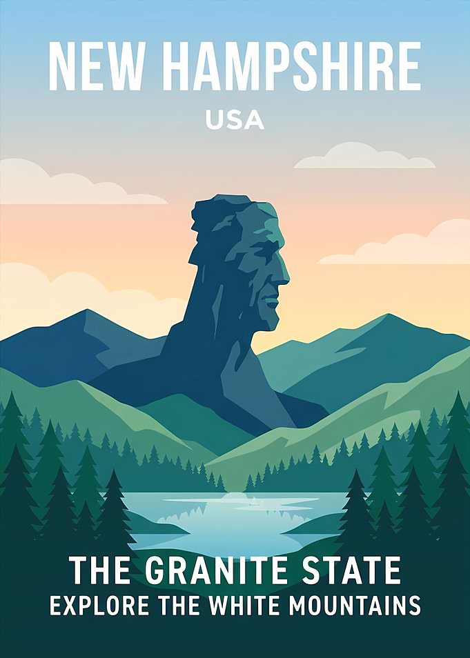 New Hampshire Old Man of the Mountain Poster